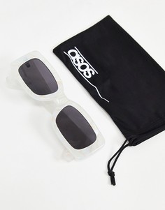 Квадратные солнцезащитные очки в перламутровой оправе ASOS DESIGN Recycled-Белый