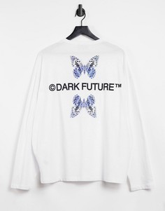 Белый лонгслив в стиле oversized с принтом бабочки ASOS Dark Future