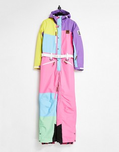 Разноцветный горнолыжный костюм унисекс в стиле колор-блок OOSC-Многоцветный Old School Ski
