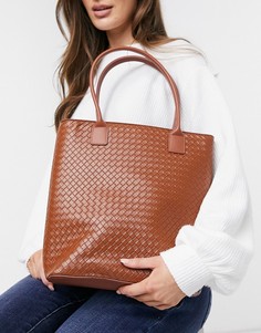 Плетеная сумка-тоут коричневого цвета Truffle Collection-Коричневый цвет