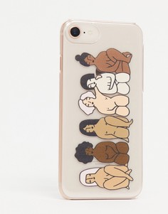 Прозрачный чехол для iPhone plus с рисунком компании девушек Monki