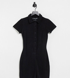 Эксклюзивный черный oversized-ромпер из махровой ткани New Girl Order-Черный цвет