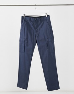 Строгие зауженные брюки карго темно-синего цвета Jack & Jones Intelligence-Темно-синий