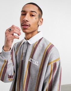 Oversized-свитшот в полоску в стиле регби ASOS Actual-Серый