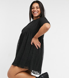 Платье с присборенной юбкой и велюровой пятнистой отделкой Urban Threads Curve-Черный цвет