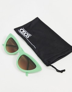 Солнцезащитные очки в зеленой оправе «кошачий глаз» со скошенными углами ASOS DESIGN Recycled-Зеленый цвет