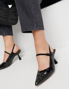 Черные туфли в стиле Мэри Джейн на среднем каблуке с заостренным носком ASOS DESIGN Sapphire-Черный цвет
