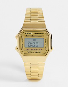 Цифровые часы с позолоченным браслетом в стиле унисекс Casio A168WG-9EF-Золотистый