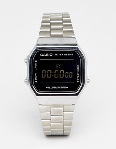 Цифровые часы-браслет в стиле унисекс серебристого/черного цвета с зеркальным эффектом Casio A168W Unisex-Серебряный