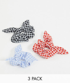 Набор из 3 резинок для волос в клетку ASOS DESIGN-Многоцветный