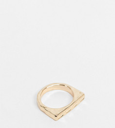 Эксклюзивное квадратное кольцо с кованным эффектом Vero Moda-Золотистый