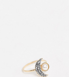 Золотистое кольцо с луной и искусственным опалом ASOS DESIGN Curve-Золотой
