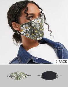 2 маски для лица (черная/с цветочным принтом) DesignB London-Многоцветный