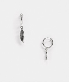 Серебристые серьги-кольца 10 мм с подвесками ASOS DESIGN-Серебряный