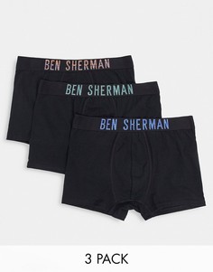 Набор из 3 боксеров-брифов ягодного цвета Ben Sherman-Черный цвет