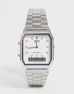 Цифровые часы-браслет в стиле унисекс Casio AQ-230A-7DMQ Unisex-Серебряный
