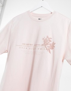 Розовая футболка классического кроя с цветочным принтом River Island-Розовый