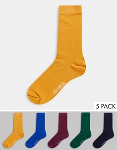 Набор из пяти пар разноцветных носков Moss London-Многоцветный