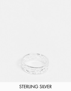 Широкое кольцо из стерлингового серебра с камуфляжным дизайном серебристого цвета ASOS DESIGN-Серебряный