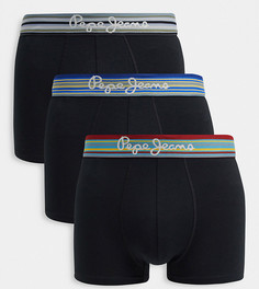 Набор из трех боксеров-брифов с поясом в полоску Pepe Jeans Jivin-Черный цвет