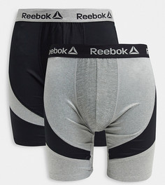 Набор из 2 черных/серых удлиненных боксеров-брифов Reebok-Многоцветный