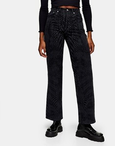 Черные прямые джинсы с искаженным принтом Topshop-Черный цвет
