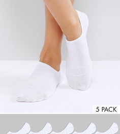 Набор из 5 пар белых спортивных носков Monki-Белый