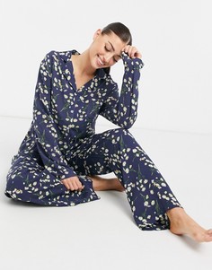 Удлиненный тканый пижамный комплект с принтом маргариток Night-Многоцветный