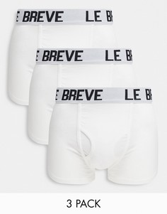 Набор из 3 боксеров-брифов белого цвета Le Breve-Белый