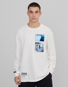 Белый лонгслив Bershka