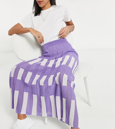 Сиреневая с белым трикотажная юбка миди в стиле колор-блок от комплекта Y.A.S Exclusive-Многоцветный