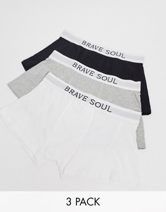 Набор из 3 боксеров-брифов черного, серого и белого цвета Brave Soul-Мульти