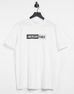 Белая футболка с логотипом-рамкой American Eagle-Белый