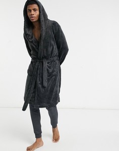 Черный флисовый халат для дома ASOS DESIGN-Черный цвет