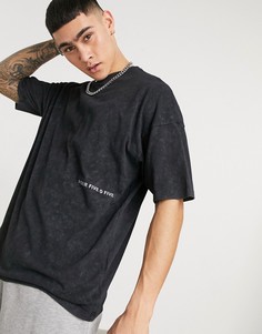 Oversized-футболка с эффектом кислотной стирки ASOS 4505-Черный цвет