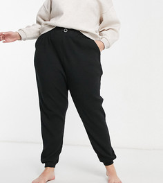 Черные oversized-джоггеры для дома с вафельной фактурой ASOS DESIGN Weekend Collective Curve-Черный цвет