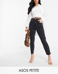 Черные узкие джинсы с завышенной талией ASOS DESIGN Petite-Черный цвет