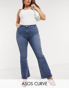 Моделирующие расклешенные джинсы ASOS DESIGN Curve-Синий