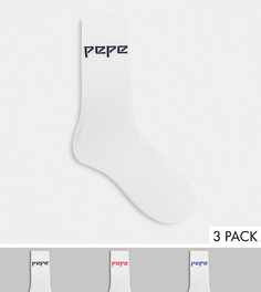 Набор из 3 пар спортивных белых носков Pepe Jeans Jacobus-Белый