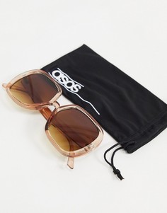 Солнцезащитные очки в крупной полупрозрачной оправе коричневого цвета в стиле 70-х ASOS DESIGN Recycled-Коричневый цвет