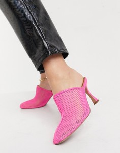 Розовые сетчатые мюли на среднем каблуке ASOS DESIGN Sian-Розовый цвет