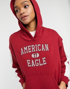 Красный худи без застежки с логотипом American Eagle