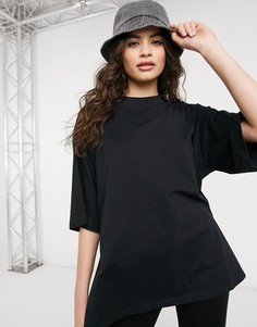 Черная футболка в стиле "super oversized" с разрезами по бокам ASOS DESIGN-Черный цвет