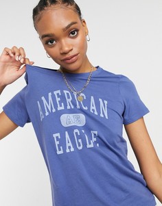 Синяя классическая футболка American Eagle-Голубой
