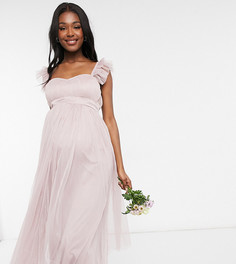 Розовое платье мидакси из тюля с оборками на рукавах Anaya With Love Maternity Bridesmaid-Розовый цвет