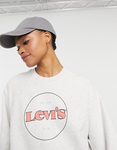 Серый свитшот с рукавами реглан и логотипом в круге Levis