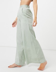 Эксклюзивные пляжные брюки цвета хаки с завышенной талией и широкими штанинами Esmee-Зеленый цвет Esmée