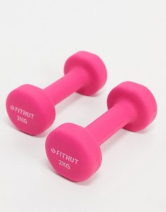 Пара гантелей розового цвета FitHut весом 2 кг-Розовый цвет