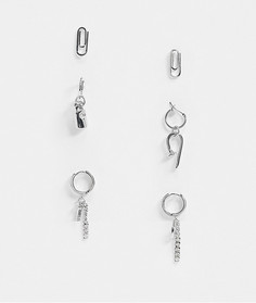 Серебристые серьги-кольца 10 мм с подвеской ASOS DESIGN-Серебряный
