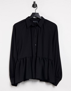Прозрачная рубашка с длинными рукавами и баской ASOS DESIGN-Бесцветный